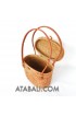 Ata mini tote handbag rattan handmade leather handle